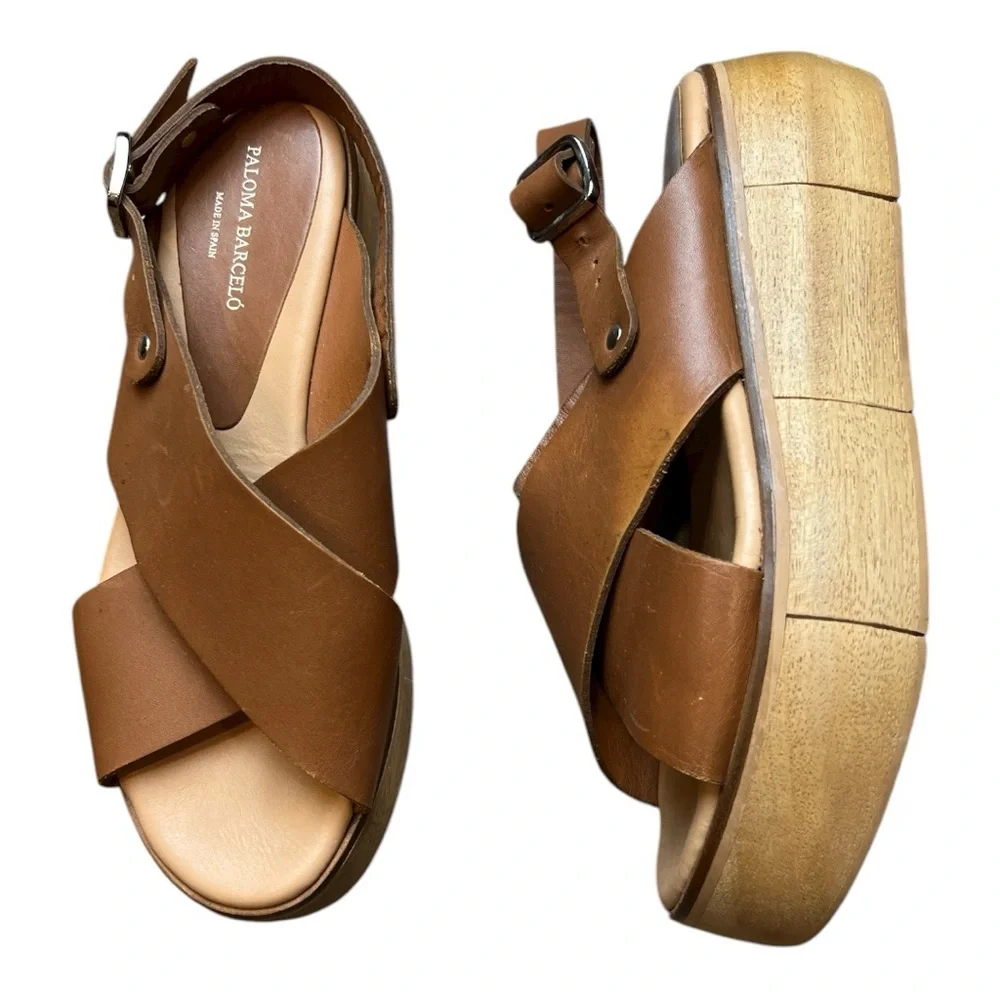 PALOMA BARCELÓ MADE IN SPAIN LEATHER STRAP PLATFORM SHOES SZ 38/9